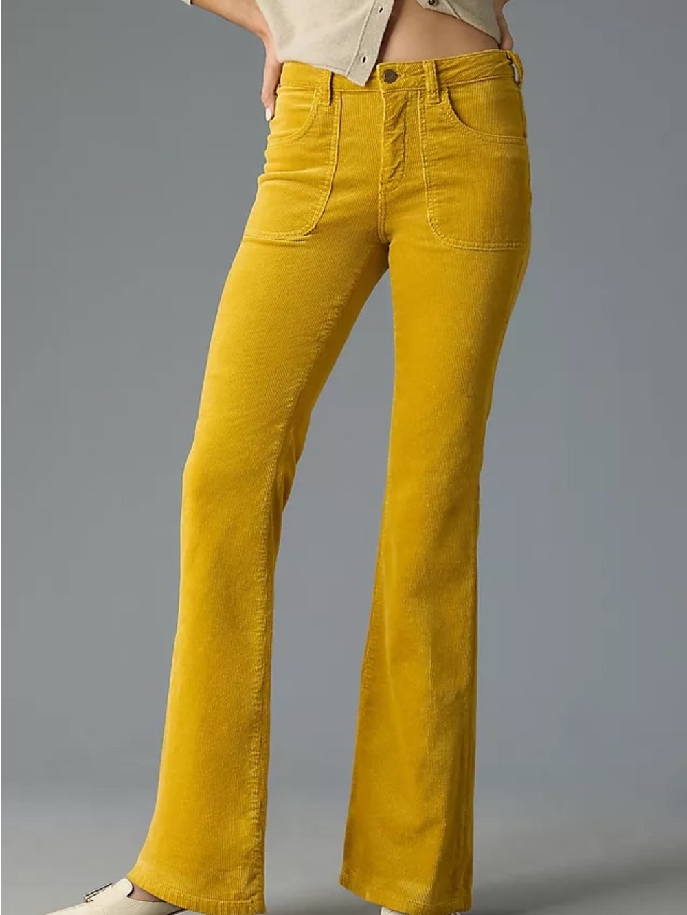 Pilcro Mustard Yellow Corduroy Flare Jeans - Women's